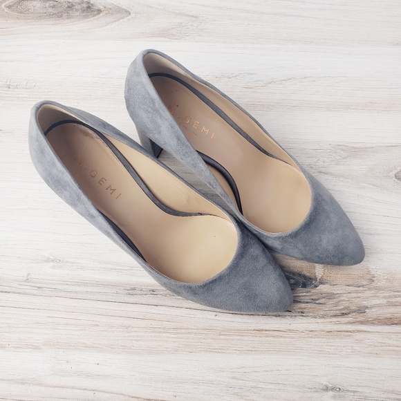 M. Gemi Lustro gray suede 70mm block heel pump - Picture 2 of 7